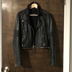 All Saints black leather jacket size US 4